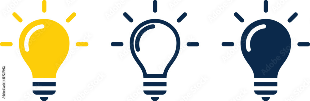 Set of light bulbs represents an effective business idea concept vector Set of light bulbs represents an effective business idea concept vector
