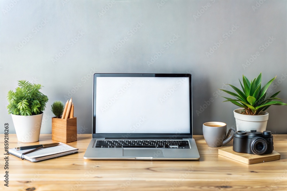 laptop mockup, turned to the camera with props around, minimalist, very aesthetic laptop mockup, turned to the camera with props around, minimalist, very aesthetic