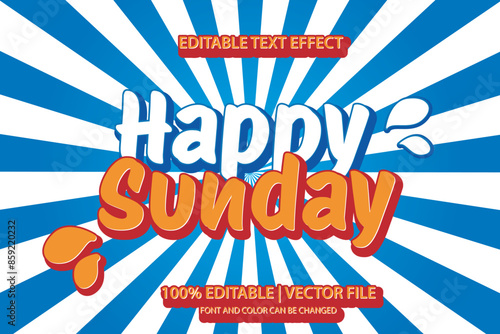 editable text effect happy Sunday day design
