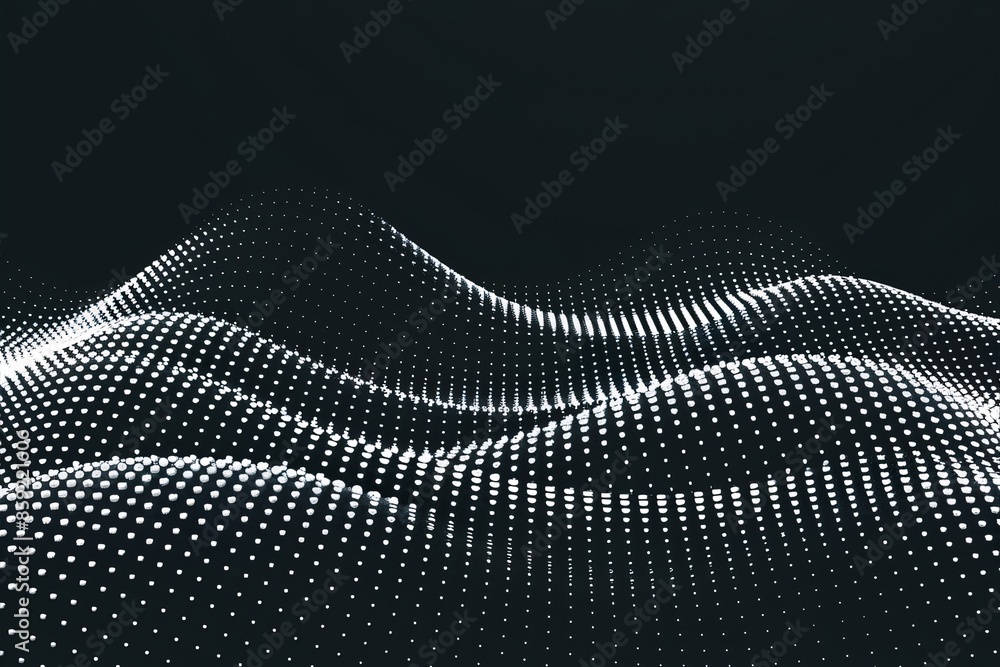 There are many tiny white dots on a black background. The dots are arranged in a wave-like pattern.
There are many tiny white dots on a black background. The dots are arranged in a wave-like pattern.