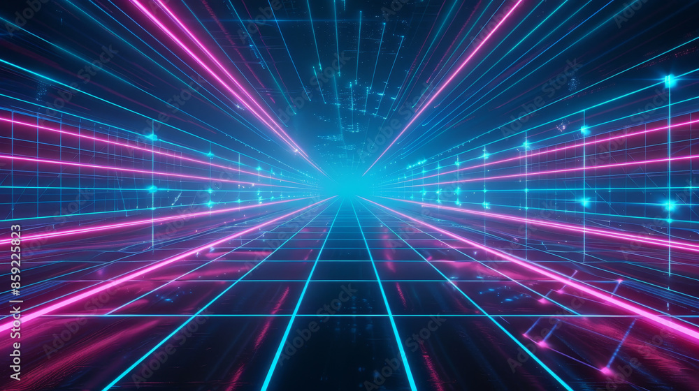 3d retro neon blue and pink abstract background with laser lines and dots. Synthwave grid videogame style. Vj futuristic sci-fi 80s 90s y2k wireframe net. Disco music template
3d retro neon blue and pink abstract background with laser lines and dots. Synthwave grid videogame style. Vj futuristic sci-fi 80s 90s y2k wireframe net. Disco music template