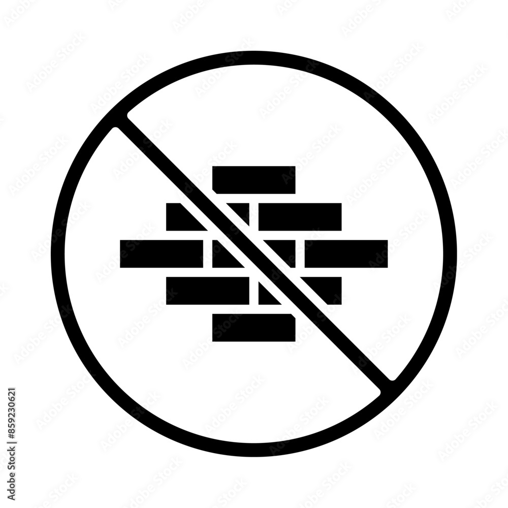 forbidden brick wall icon, silhouette vector isolated on white background. simple and modern design forbidden brick wall icon, silhouette vector isolated on white background. simple and modern design