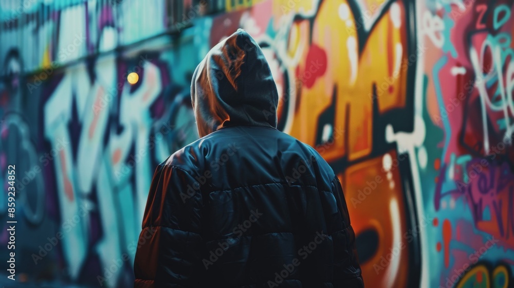 Person Standing In Front Of Graffiti Wall In Urban Setting During Daytime Person Standing In Front Of Graffiti Wall In Urban Setting During Daytime