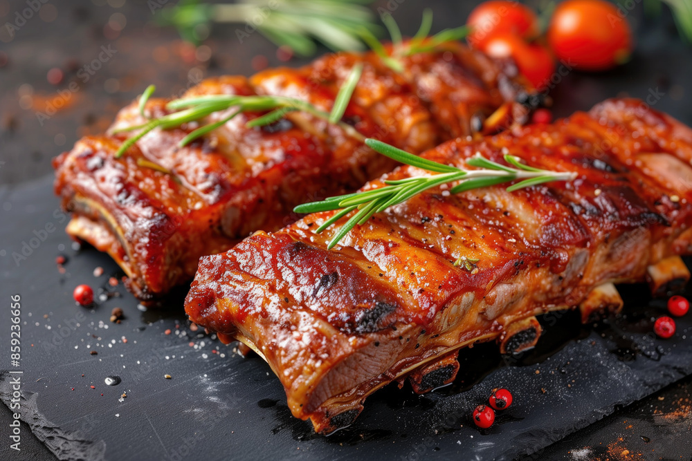Grilled pork ribs with rosemary and spices Grilled pork ribs with rosemary and spices