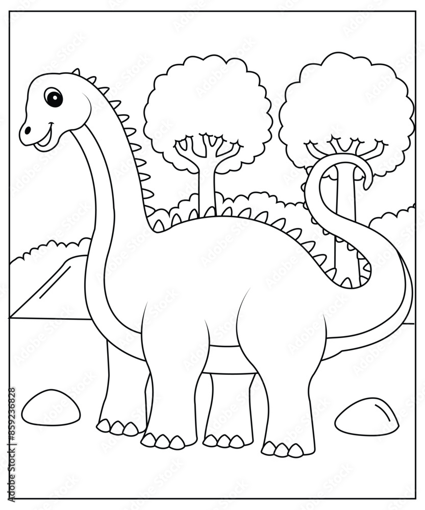 Naklejka premium Dinosaur coloring page for kids and adults 
