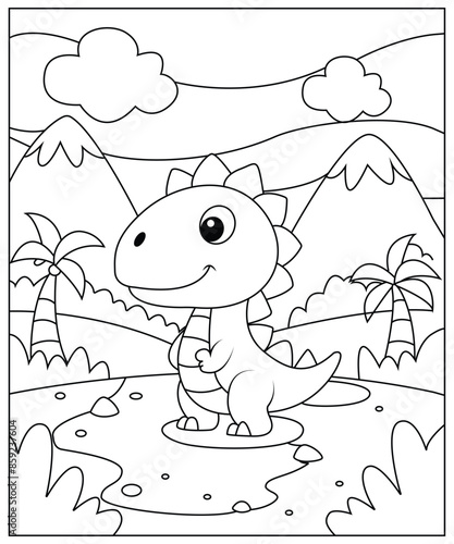 Dinosaur coloring page for kids and adults 