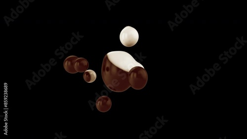 Liquid drop. Surreal object based on metabolic spheres on transparent background. Coffee with milk or chocolate. Pro Res 4444 looping animation photo