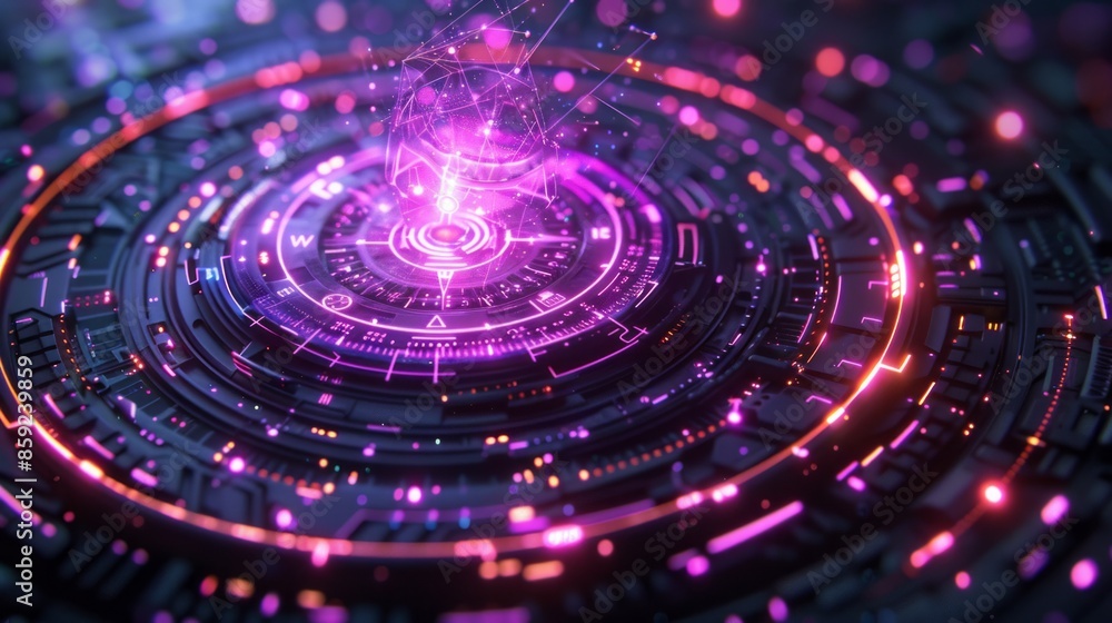 Abstract Futuristic Technology Interface with Glowing Lines Abstract Futuristic Technology Interface with Glowing Lines