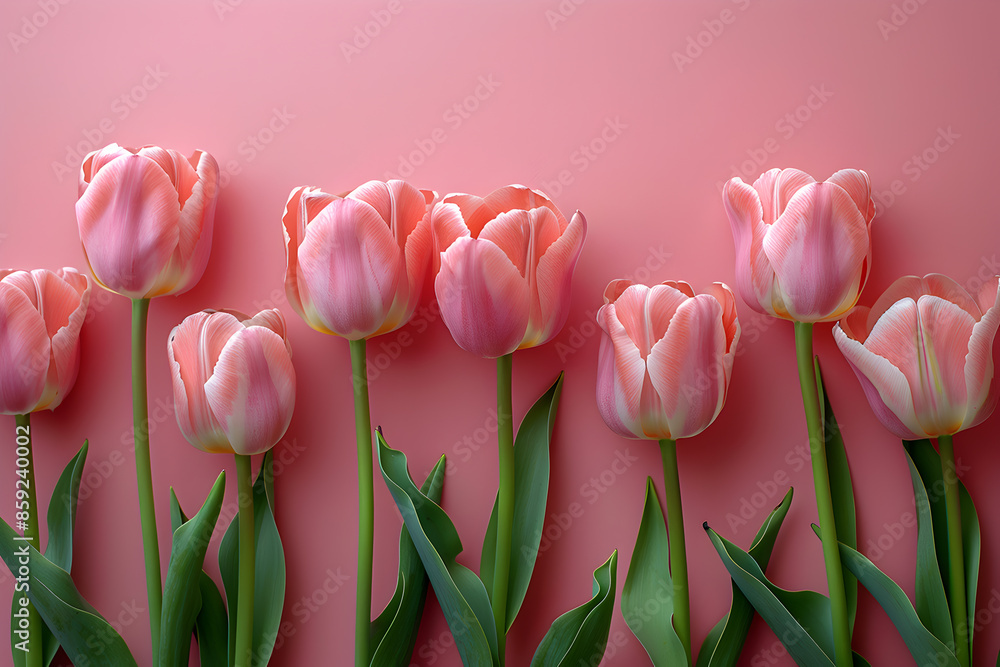 Elegant Pink Tulips Against a Soft Pink Background - Perfect for Spring and Floral Themes Elegant Pink Tulips Against a Soft Pink Background - Perfect for Spring and Floral Themes