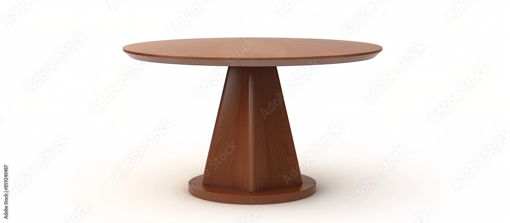 Brown, light brown wooden round dining table. Contemporary designer dining table isolated on white background. Minimalistic round wooden table. Modern furniture Brown, light brown wooden round dining table. Contemporary designer dining table isolated on white background. Minimalistic round wooden table. Modern furniture