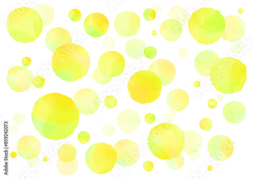 水彩　水玉　レモンイエロー　イエロー　イメージ　背景