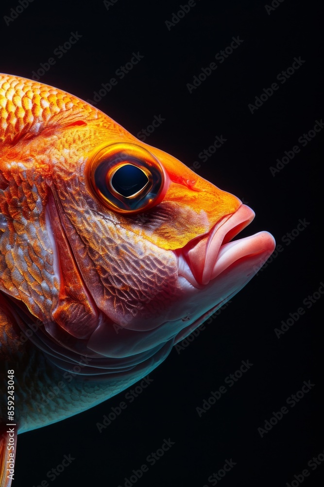Mystic portrait of Red Snapper, copy space on right side, Anger, Menacing, Headshot, Close-up View Mystic portrait of Red Snapper, copy space on right side, Anger, Menacing, Headshot, Close-up View