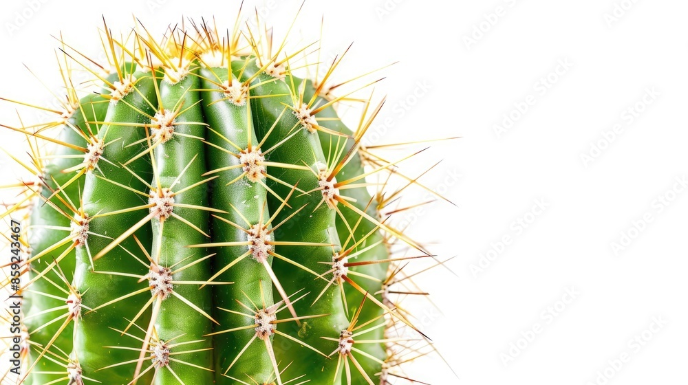 Close-up of a green cactus with sharp spines against a clear white background, highlighting its unique texture. Close-up of a green cactus with sharp spines against a clear white background, highlighting its unique texture.