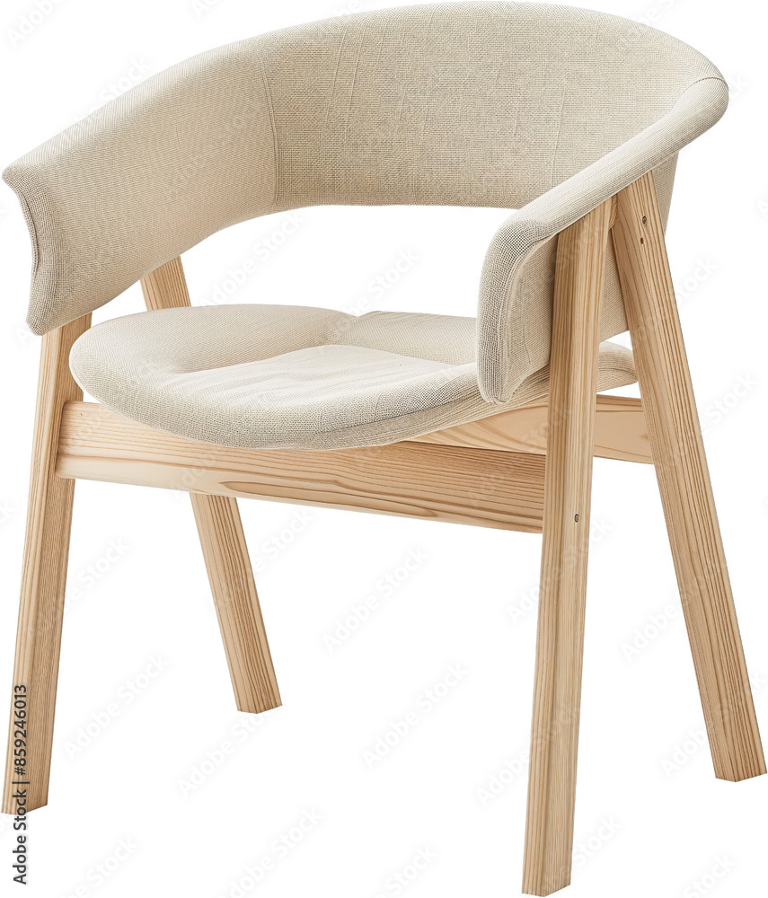 Modern Beige Padded Wooden Chair isolated on a white background Modern Beige Padded Wooden Chair isolated on a white background