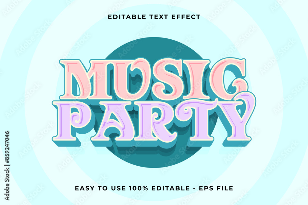 music party Editable text effect 3d Trendy Cartoon template style vintage vector music party Editable text effect 3d Trendy Cartoon template style vintage vector