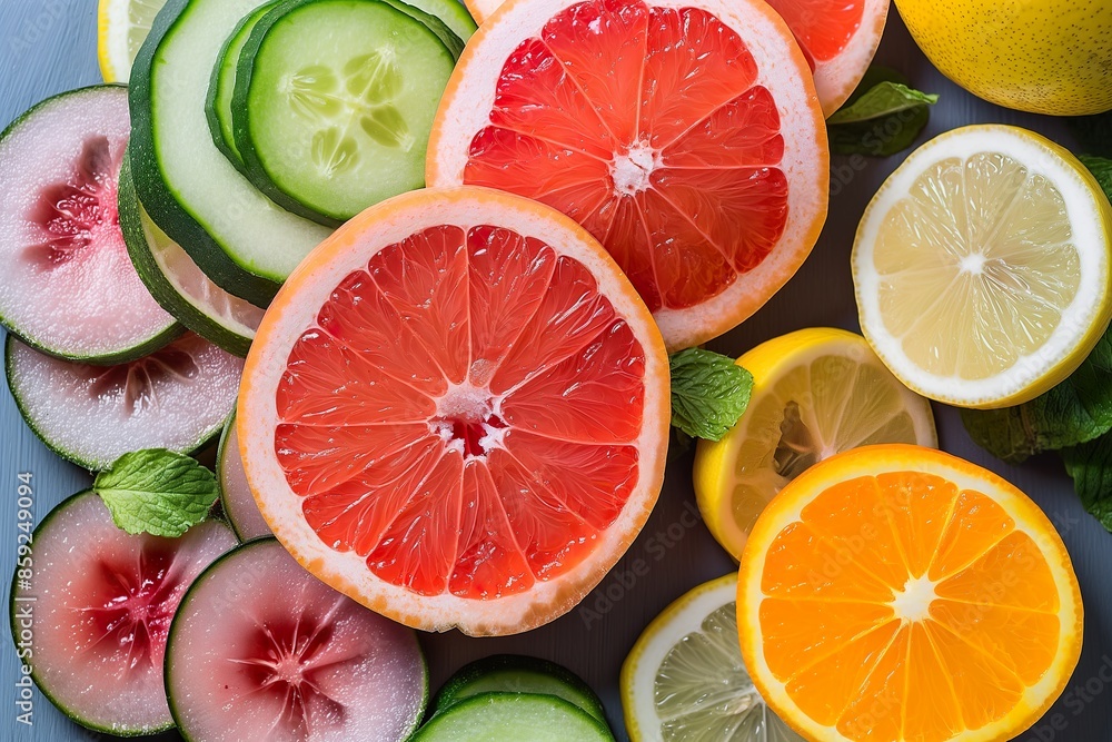 A close-up image showcasing a vibrant arrangement of sliced fruits and vegetables, highlighting the nutritional value of their often-discarded peels. A close-up image showcasing a vibrant arrangement of sliced fruits and vegetables, highlighting the nutritional value of their often-discarded peels.