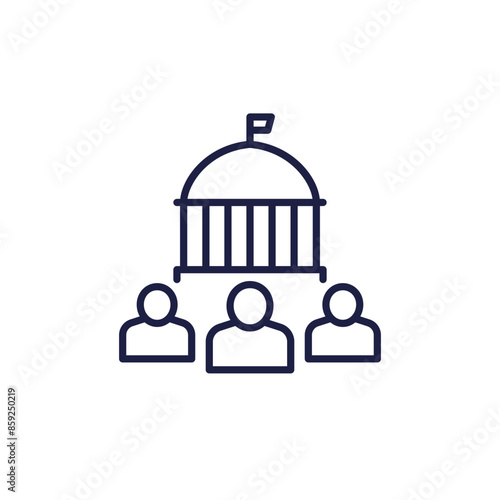 government workers, public service line icon