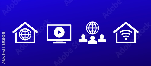 home network and smart tv icons, vector