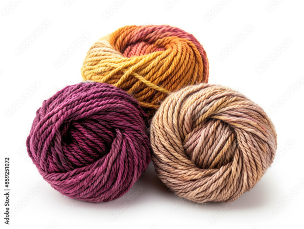 Colorful yarn isolated on white background. Created with Generative AI technology. Colorful yarn isolated on white background. Created with Generative AI technology.