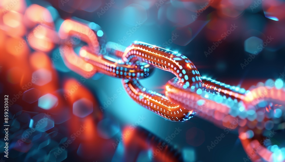 Futuristic Blockchain Technology Concept with Glowing Chain Links Futuristic Blockchain Technology Concept with Glowing Chain Links