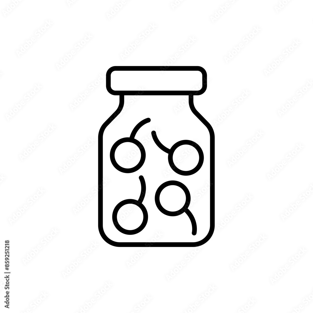 Cherry jar outline icons, minimalist vector illustration ,simple transparent graphic element .Isolated on white background Cherry jar outline icons, minimalist vector illustration ,simple transparent graphic element .Isolated on white background