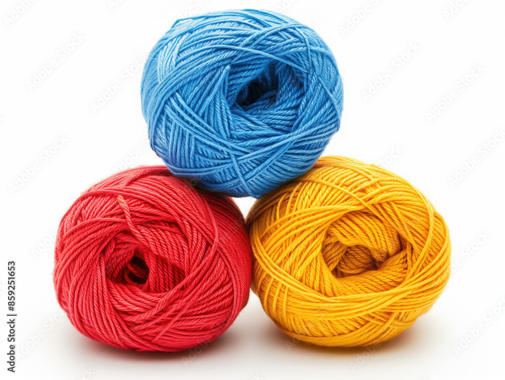 Colorful yarn isolated on white background. Created with Generative AI technology. Colorful yarn isolated on white background. Created with Generative AI technology.