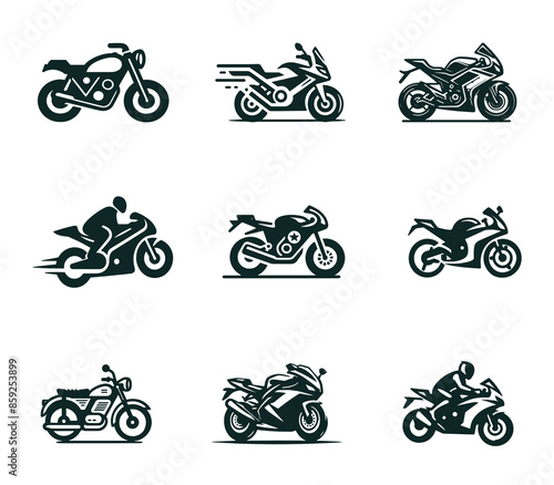 Motorcycle logo design collection set. Motorcycle logo concept template. Speed sport motorcycle logo