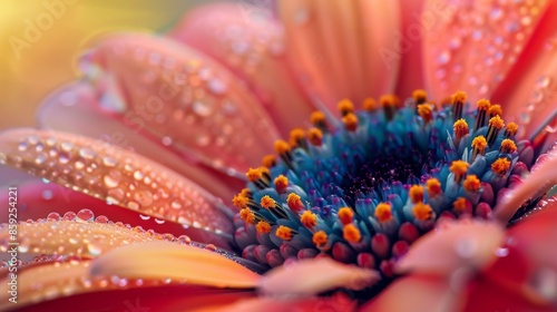 Close-up of a Vibrant Flower with Dew Drops