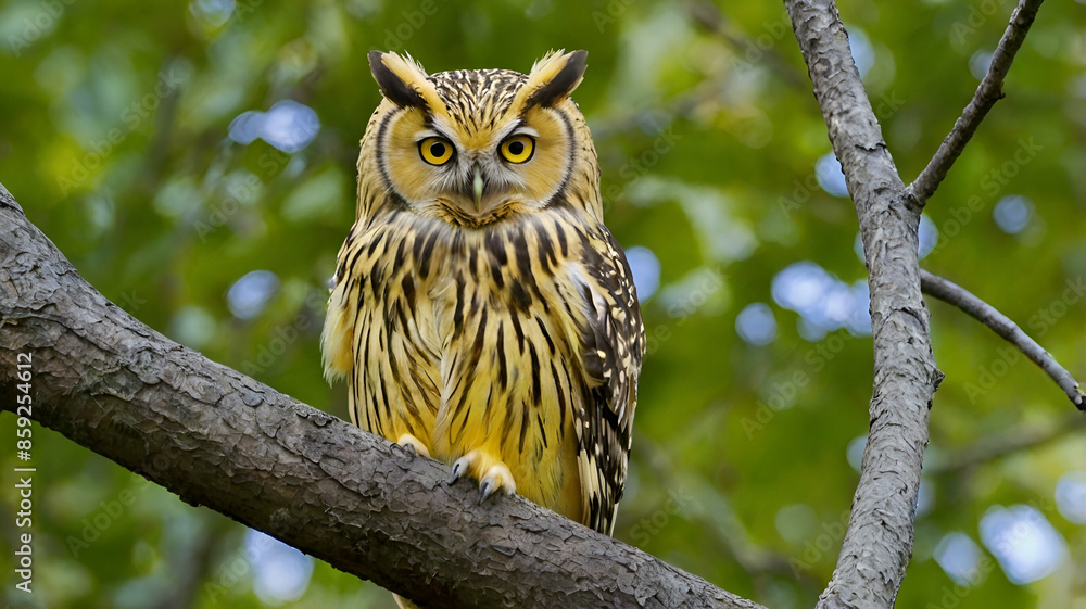 Yellow Owl sitting on the branch Yellow Owl sitting on the branch