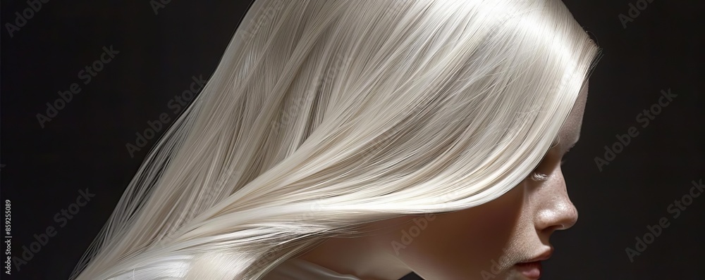 Naklejka premium Platinum blonde hair with a sleek