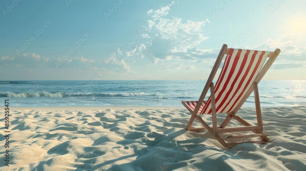 Beach Chair Facing the Ocean on a Sunny Day Beach Chair Facing the Ocean on a Sunny Day