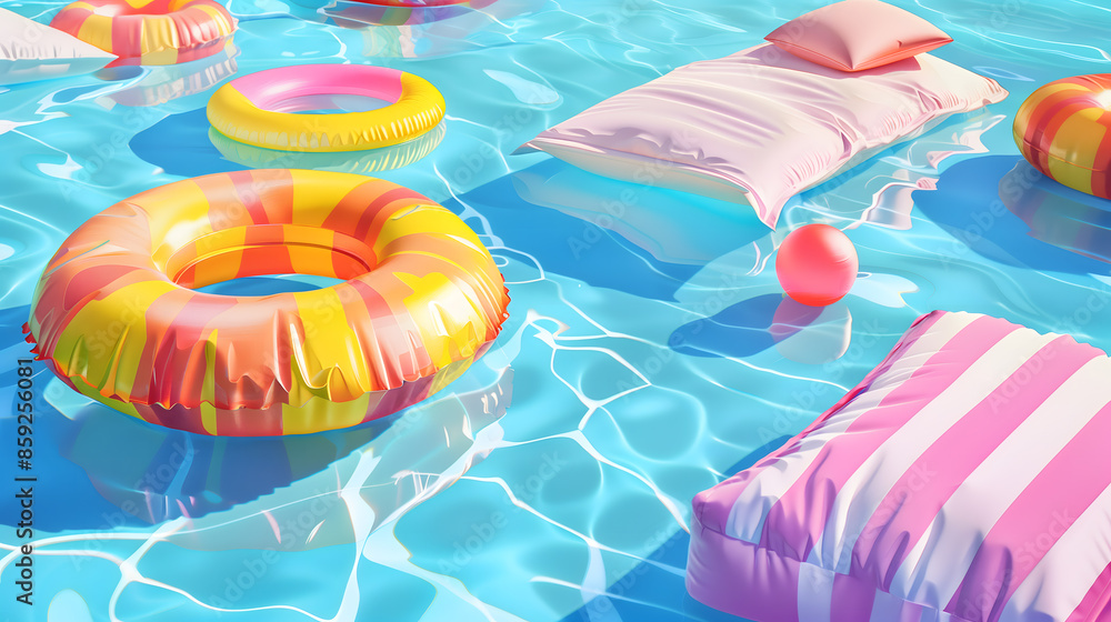 Colorful swimming pools in summer Colorful swimming pools in summer