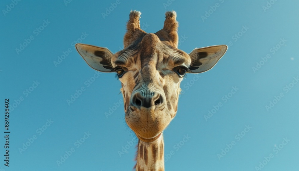 Close-Up of Giraffe Against Clear Blue Sky Close-Up of Giraffe Against Clear Blue Sky