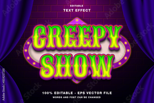 Creepy Show 3d Editable Text Effect Template Style Premium Vector