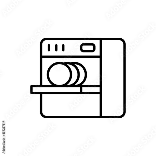 Dishwasher outline icons, minimalist vector illustration ,simple transparent graphic element .Isolated on white background