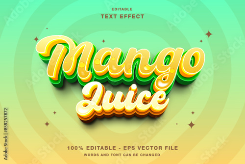 Mango Juice 3d Editable Text Effect Template Style Premium Vector