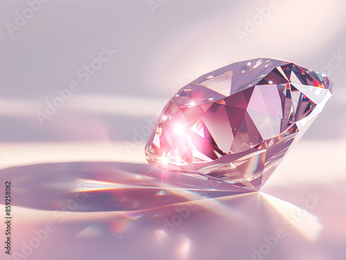 Radiant Diamond with Atmospheric Lighting on White Background