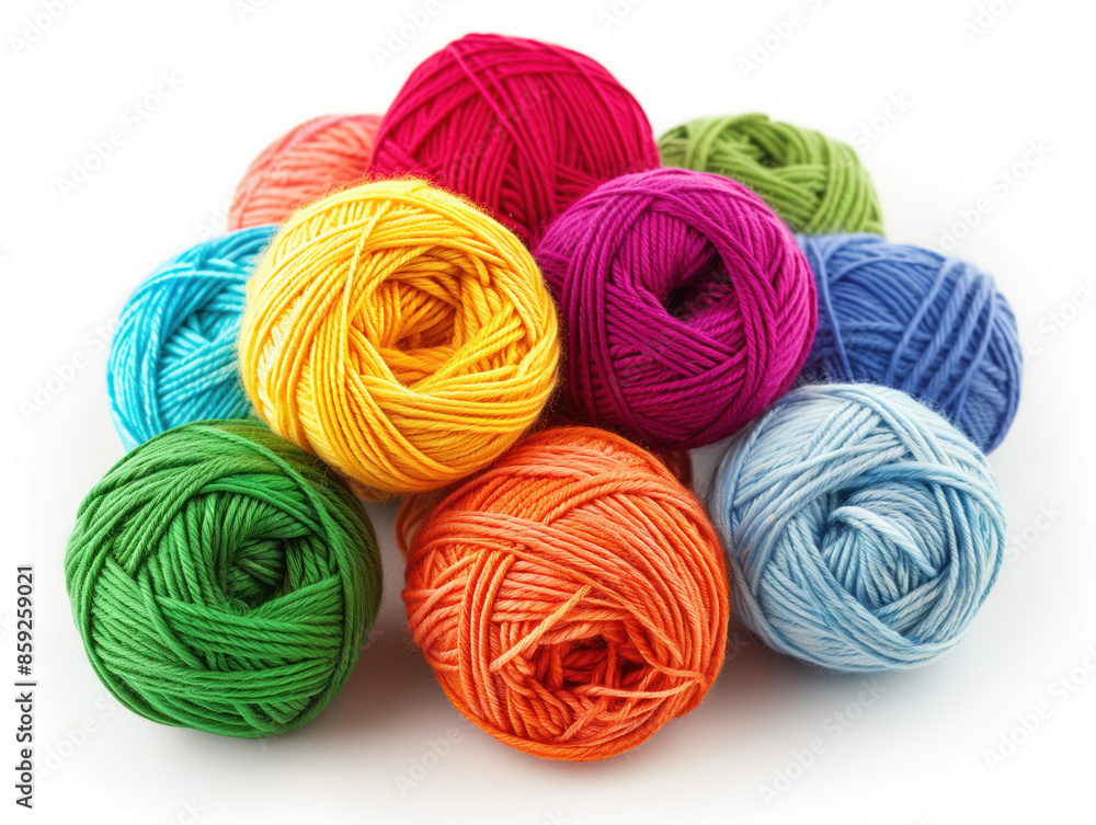 Colorful yarn isolated on white background. Created with Generative AI technology. Colorful yarn isolated on white background. Created with Generative AI technology.