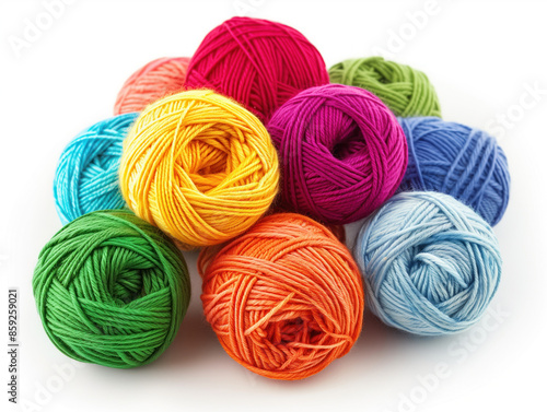 Colorful yarn isolated on white background. Created with Generative AI technology.