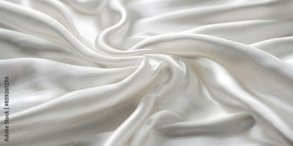 Obraz premium Closeup of shiny white silk fabric with stretch and sparkle. Concept Closeup Photography, White Silk Fabric, Stretchy Material, Sparkling Texture, Detailed Closeups