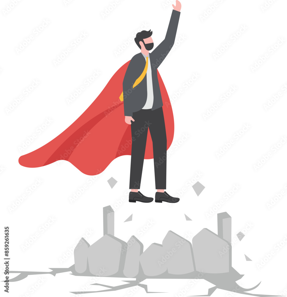 Fototapeta premium business man breaking through, freedom, business concept illustration, web page, social media design 