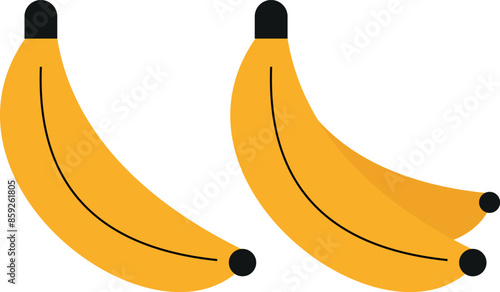 one and two bananas fruit illustrative vector