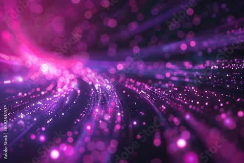 futuristic radiance glowing purple particles dance in scifi technology background