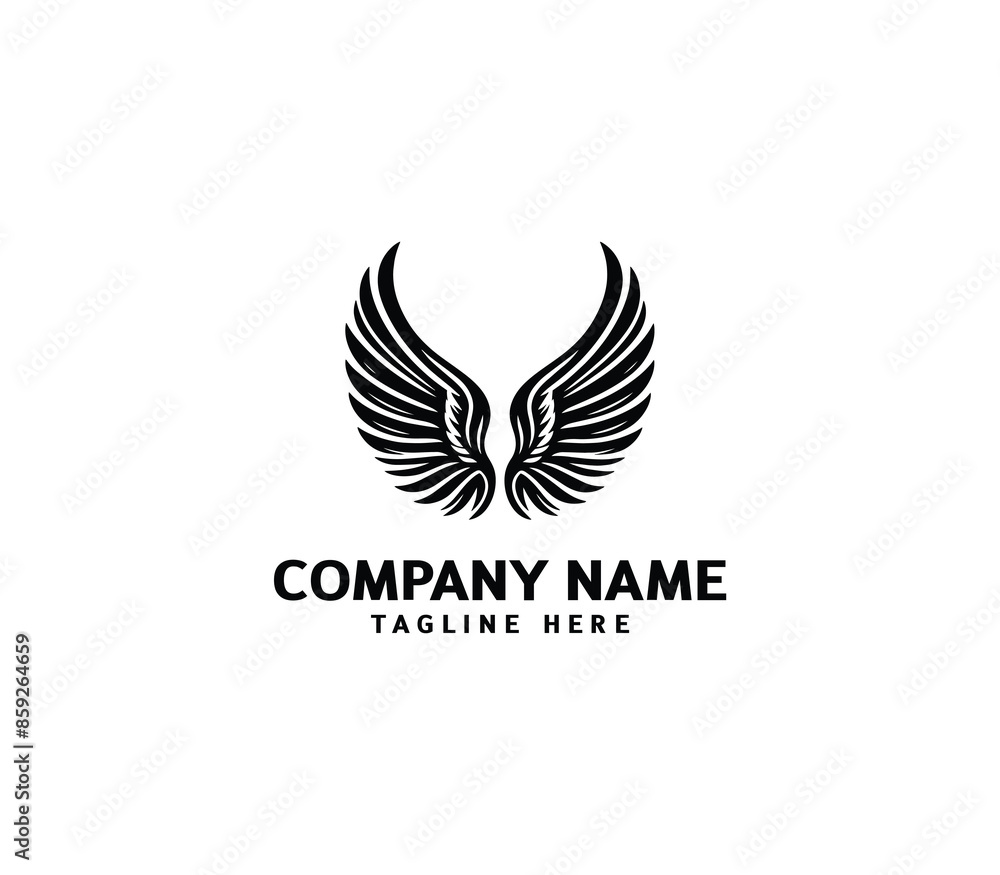 Wings logo vector illustration. Wings logo design. Modern angel wings. Shallotte of angle wings Wings logo vector illustration. Wings logo design. Modern angel wings. Shallotte of angle wings