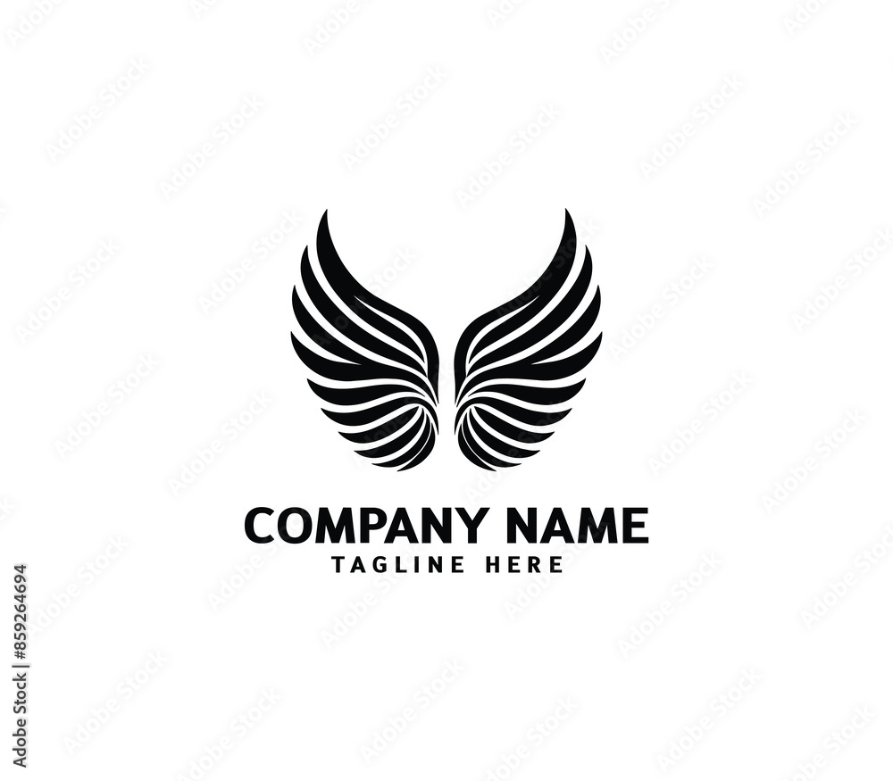 Wings logo vector illustration. Wings logo design. Modern angel wings. Shallotte of angle wings Wings logo vector illustration. Wings logo design. Modern angel wings. Shallotte of angle wings