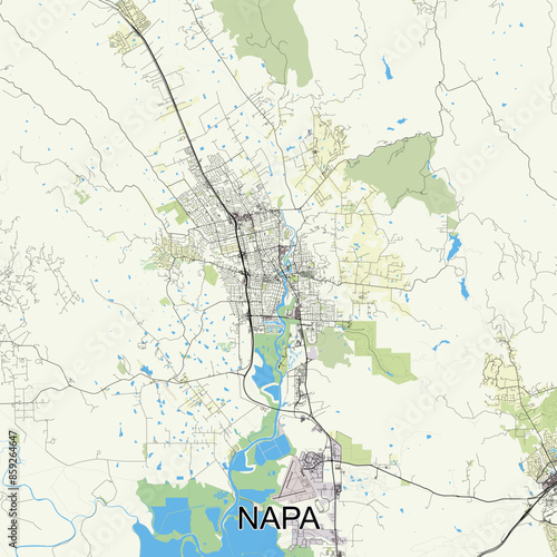 Napa, California, USA map poster art