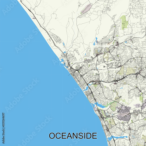 Oceanside, California, USA map poster art