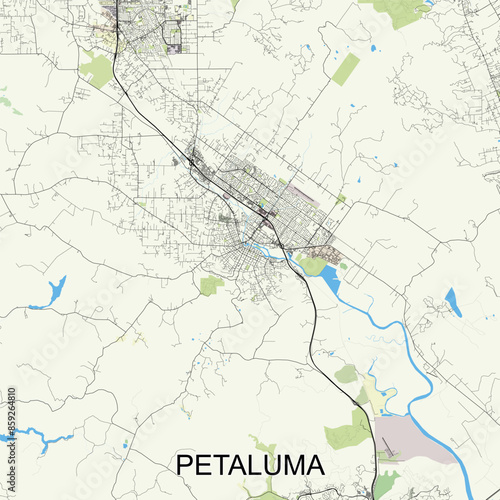 Petaluma, California, USA map poster art