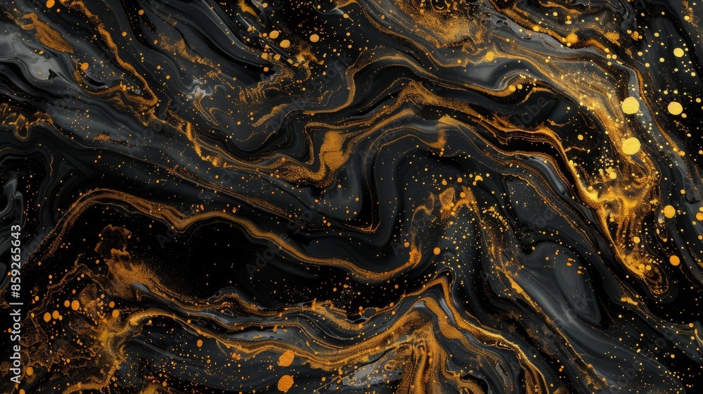 Abstract Black and Gold Swirls with Metallic Glitter Abstract Black and Gold Swirls with Metallic Glitter