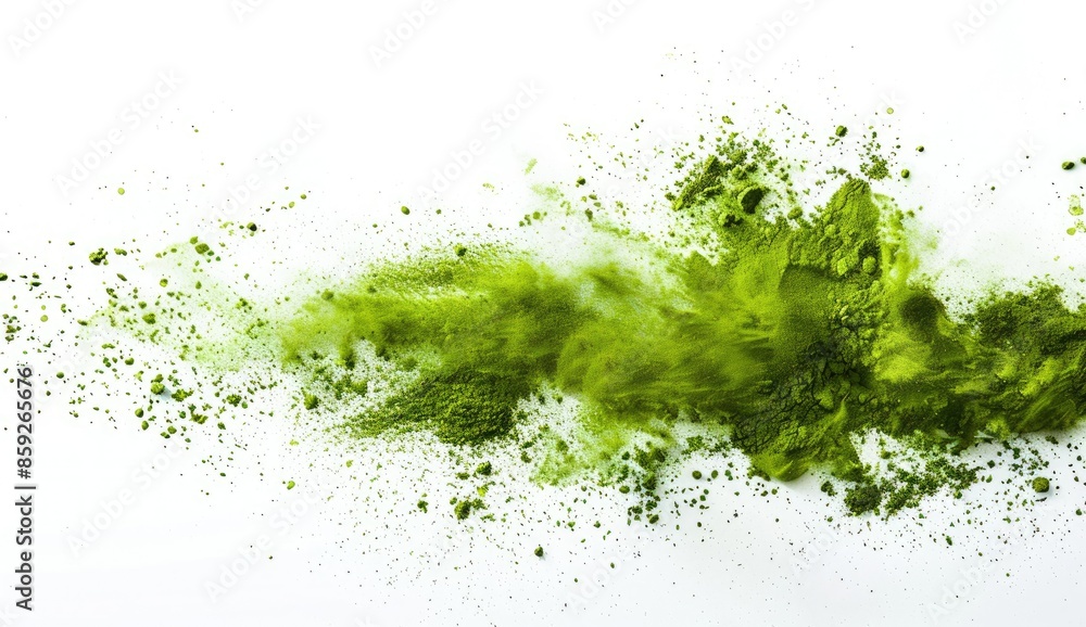 Green Powder Explosion on White Background Green Powder Explosion on White Background